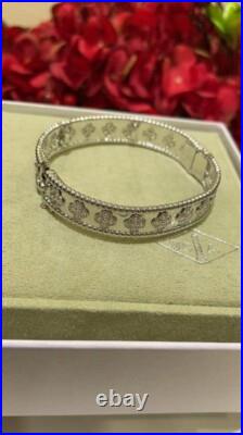 Van Cleef & Arpels Perlee Clover Bracelet White Gold 8mm Diamonds Full Box