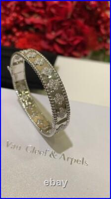 Van Cleef & Arpels Perlee Clover Bracelet White Gold 8mm Diamonds Full Box