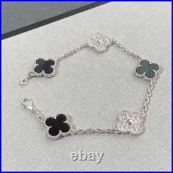 Van Cleef & Arpels Vintage Alhambra Bracelet 5 Motifs Black Onyx Diamond