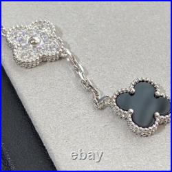 Van Cleef & Arpels Vintage Alhambra Bracelet 5 Motifs Black Onyx Diamond