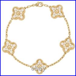 Van Cleef & Arpels Vintage Alhambra Bracelet 5 Motifs Yellow Gold Diamonds