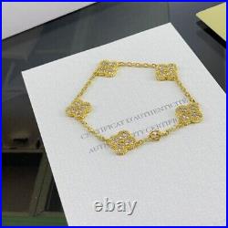 Van Cleef & Arpels Vintage Alhambra Bracelet 5 Motifs Yellow Gold Diamonds