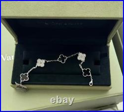 Van Cleef & Arpels Vintage Alhambra Bracelet Diamonds 5 Motifs Onyx White Gold