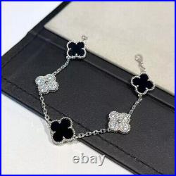 Van Cleef & Arpels Vintage Alhambra Bracelet Diamonds 5 Motifs Onyx White Gold