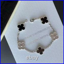 Van Cleef & Arpels Vintage Alhambra Bracelet Diamonds 5 Motifs Onyx White Gold