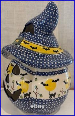 Vena Polish Pottery Jack O Lantern Candle Holder 13 Iza Supnicnin 510-B-269-Q2