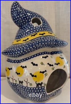 Vena Polish Pottery Jack O Lantern Candle Holder 13 Iza Supnicnin 510-B-269-Q2