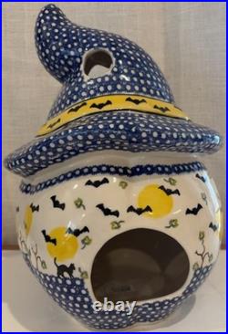 Vena Polish Pottery Jack O Lantern Candle Holder 13 Iza Supnicnin 510-B-269-Q2