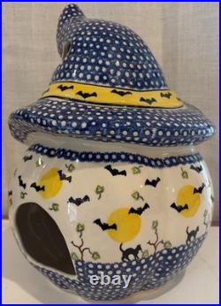 Vena Polish Pottery Jack O Lantern Candle Holder 13 Iza Supnicnin 510-B-269-Q2