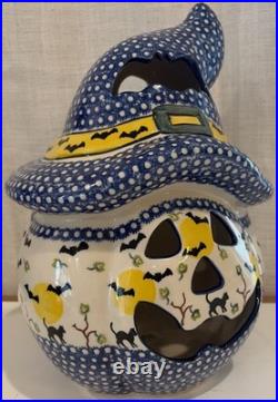 Vena Polish Pottery Jack O Lantern Candle Holder 13 Iza Supnicnin 510-B-269-Q2