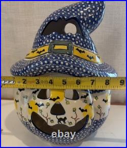 Vena Polish Pottery Jack O Lantern Candle Holder 13 Iza Supnicnin 510-B-269-Q2