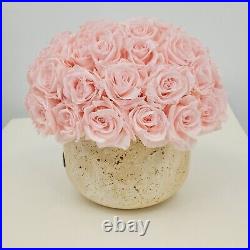 Venus Et Fleur Terre Blush Pink Roses In Travertine Vase