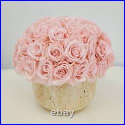 Venus Et Fleur Terre Blush Pink Roses In Travertine Vase