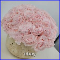 Venus Et Fleur Terre Blush Pink Roses In Travertine Vase