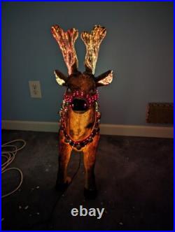 Very Rare Holiday Living 28 Fiber Optic Outdoor Light up Reindeer Tested