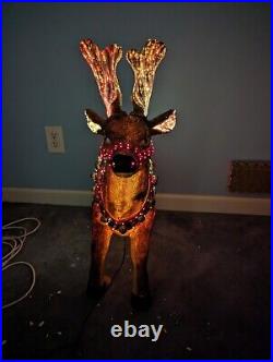 Very Rare Holiday Living 28 Fiber Optic Outdoor Light up Reindeer Tested