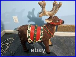 Very Rare Holiday Living 28 Fiber Optic Outdoor Light up Reindeer Tested