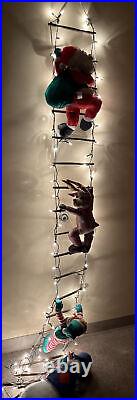 Very Rare Santa and His Helpers Plush Ladder Lights 8 Foot Christmas Decoration