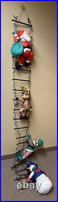 Very Rare Santa and His Helpers Plush Ladder Lights 8 Foot Christmas Decoration
