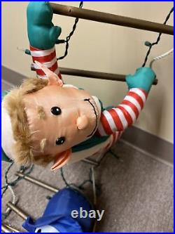 Very Rare Santa and His Helpers Plush Ladder Lights 8 Foot Christmas Decoration
