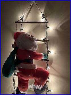 Very Rare Santa and His Helpers Plush Ladder Lights 8 Foot Christmas Decoration