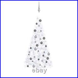 VidaXL Artificial Half Christmas Tree with LEDs&Ball Set White 82.6