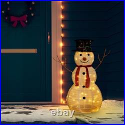 VidaXL Snowman Figure White Fabric 35.4 in Decorative Inlays VidaXL Snowman Figure White Fabric 35.4 in Decorative Inlays