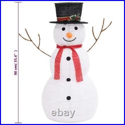 VidaXL Snowman Figure White Fabric 35.4 in Decorative Inlays VidaXL Snowman Figure White Fabric 35.4 in Decorative Inlays