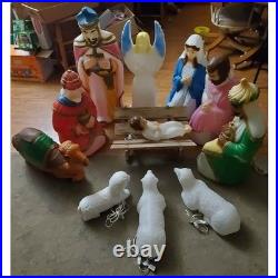 Vintage 11 Piece Blow Mold Nativity Scene