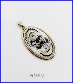 Vintage 14k Gold Meissen Porcelain Floral Pendant