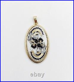 Vintage 14k Gold Meissen Porcelain Floral Pendant