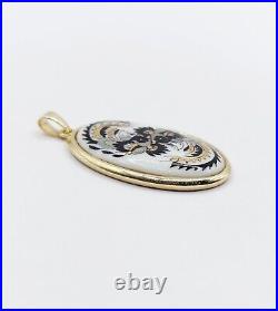 Vintage 14k Gold Meissen Porcelain Floral Pendant