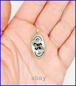 Vintage 14k Gold Meissen Porcelain Floral Pendant