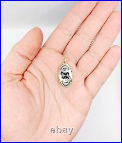 Vintage 14k Gold Meissen Porcelain Floral Pendant