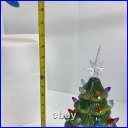 Vintage 15 Ceramic Christmas Tree Lighted Green with Star & Twist Bulbs Works