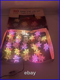 Vintage 1950s 30 Super Star Lites Set 3 Way Flashing Weatherproof Miniature