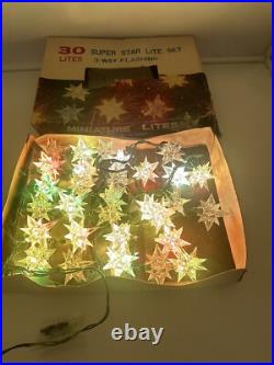 Vintage 1950s 30 Super Star Lites Set 3 Way Flashing Weatherproof Miniature