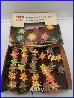 Vintage 1950s 30 Super Star Lites Set 3 Way Flashing Weatherproof Miniature