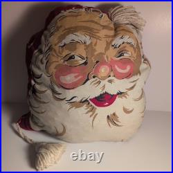 Vintage 1950s Santa Claus Merry Christmas Kitschy Throw Pillow Decoration