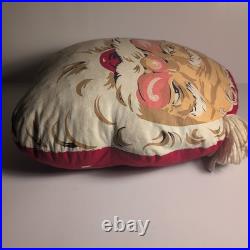 Vintage 1950s Santa Claus Merry Christmas Kitschy Throw Pillow Decoration