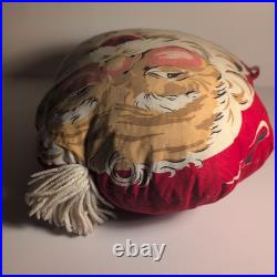 Vintage 1950s Santa Claus Merry Christmas Kitschy Throw Pillow Decoration