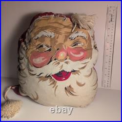 Vintage 1950s Santa Claus Merry Christmas Kitschy Throw Pillow Decoration