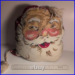 Vintage 1950s Santa Claus Merry Christmas Kitschy Throw Pillow Decoration