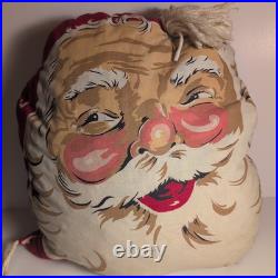Vintage 1950s Santa Claus Merry Christmas Kitschy Throw Pillow Decoration