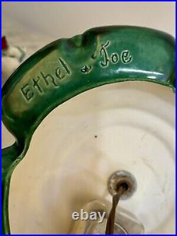 Vintage 1971 Atlantic Mold Ceramic Christmas Tree & Base w Flocked Snow Complete