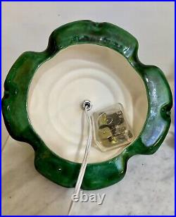 Vintage 1971 Atlantic Mold Ceramic Christmas Tree & Base w Flocked Snow Complete