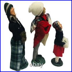 Vintage 1980 Byers Choice Carolers 3pc Set Bumpy Base Signed Joyce Byers Holiday
