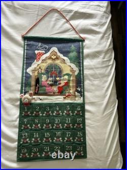 Vintage 1987 Avon Count Down To Christmas Cloth Advent Calendar & Original Mouse
