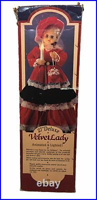 Vintage 1993 Animated Red Velvet Lady Holiday Girl Victorian Styled Lighted 27