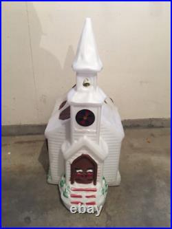 Vintage 1994 Empire Large Christmas Lighted Church Blow Mold Issues READ